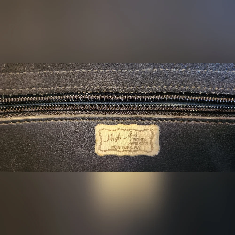 Vintage High Art Leather New York Saddle Bag Blue Grey Crossbody - Picture 5 of 13
